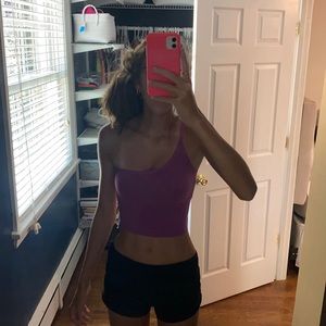 purple one shoulder top